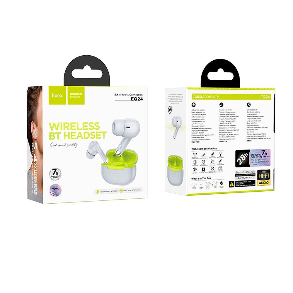 Handsfree Bluetooth HOCO EQ24, TWS, Grau