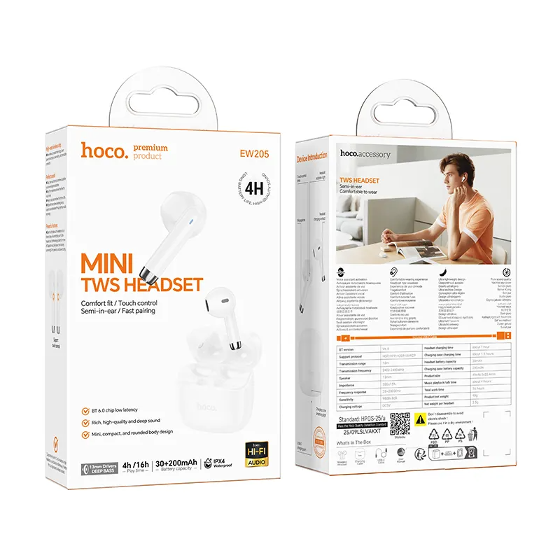 Bluetooth-Freisprecheinrichtung HOCO EW205, TWS, Weiß