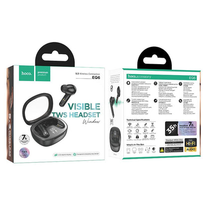 HOCO Shadow EQ6 TWS Bluetooth Kopfhörer | Schwarz | 28h Akku
