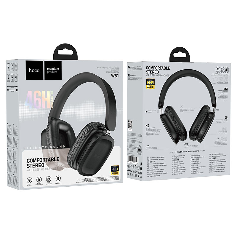 Handsfree Bluetooth HOCO W51 Delightful, A2DP, Schwarz