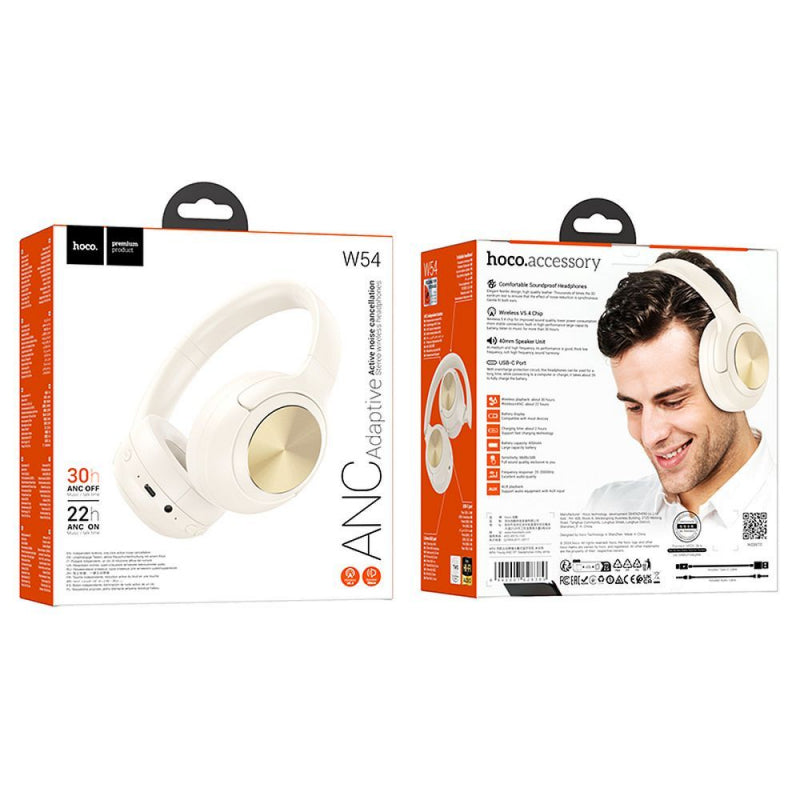 Handsfree Bluetooth HOCO W54, A2DP, ANC, Weiß, Wiederverpackt