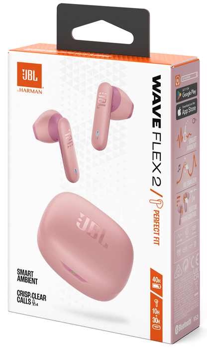 Handsfree Bluetooth JBL Wave Flex 2, TWS, ANC, MultiPoint, Rosa JBLWFLEX2PIK