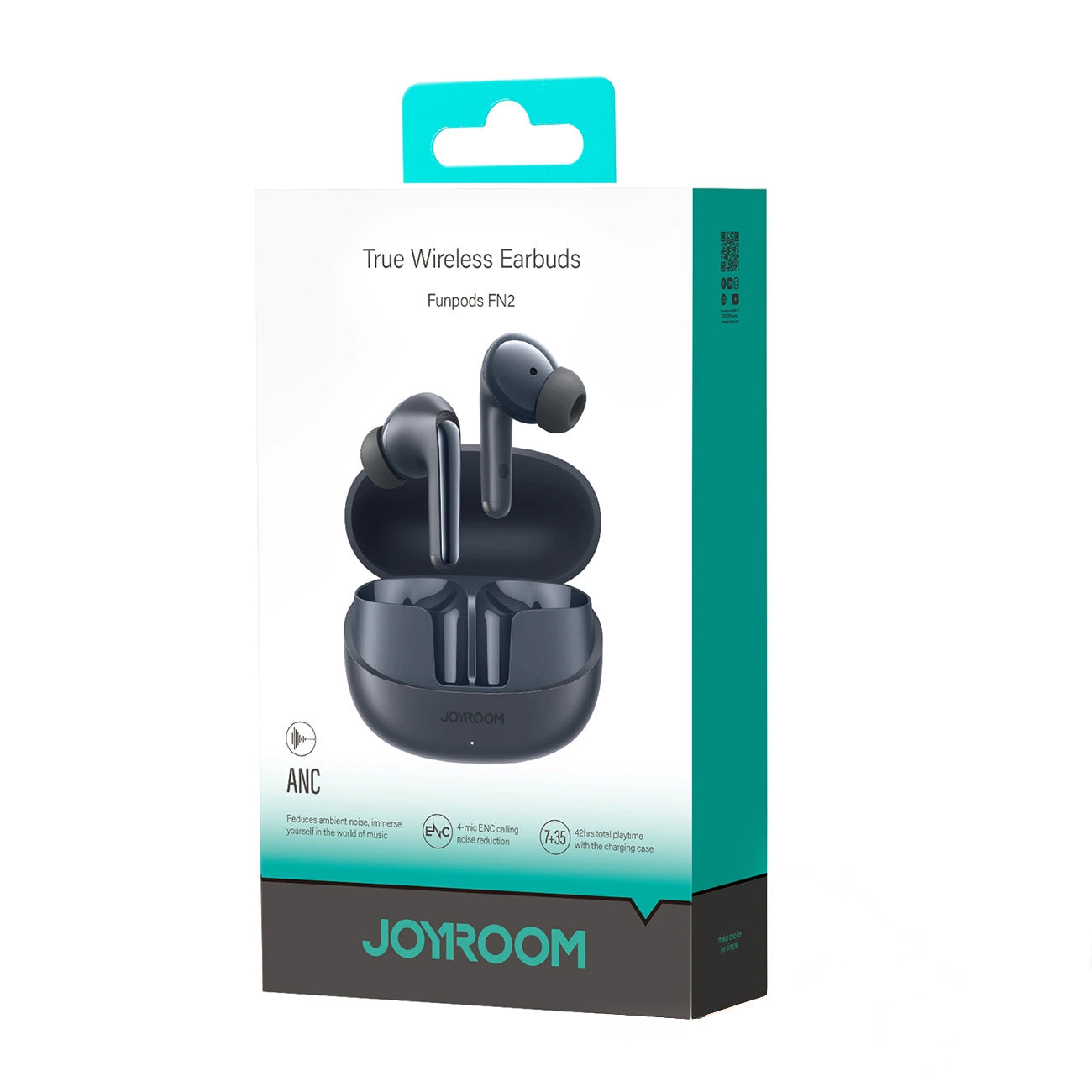 Bluetooth-Freisprecheinrichtung Joyroom Funpods JR-FN2, TWS, ANC, Schwarz
