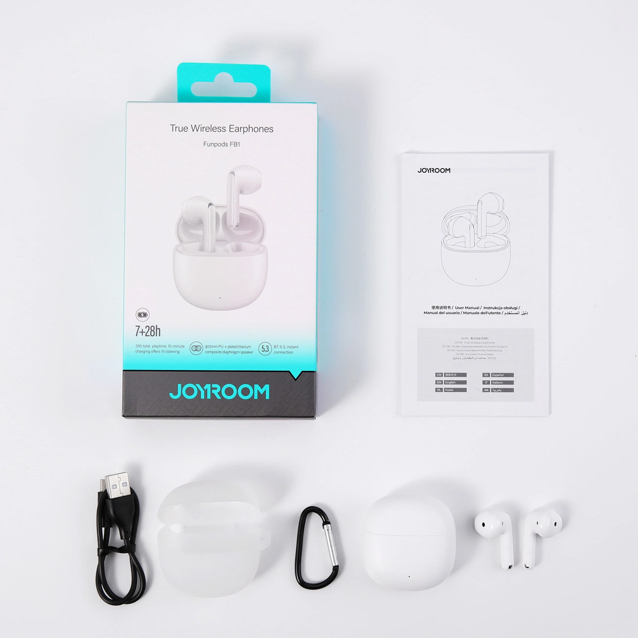 Bluetooth Handsfree Joyroom Funpods JR-FB1 New Version, TWS, White