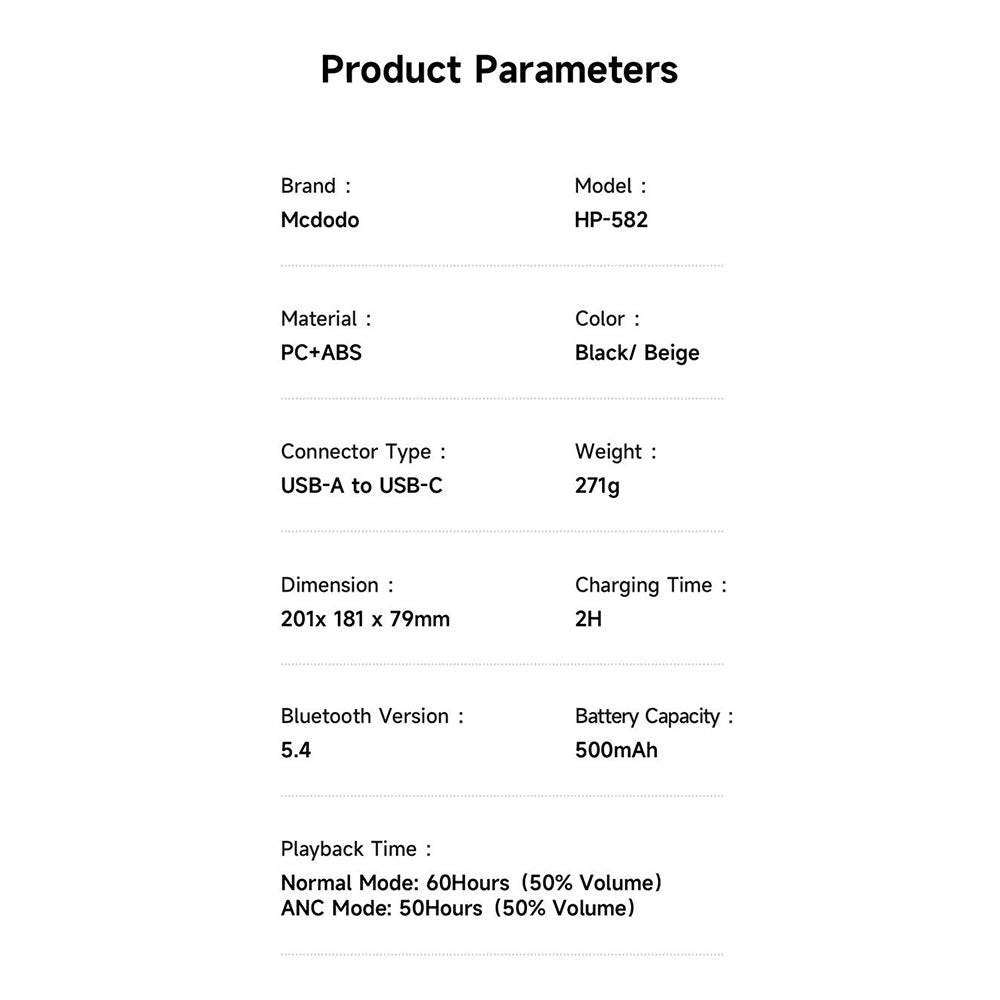 Handsfree Bluetooth McDodo HP-5821 T03, A2DP, ANC, Beige