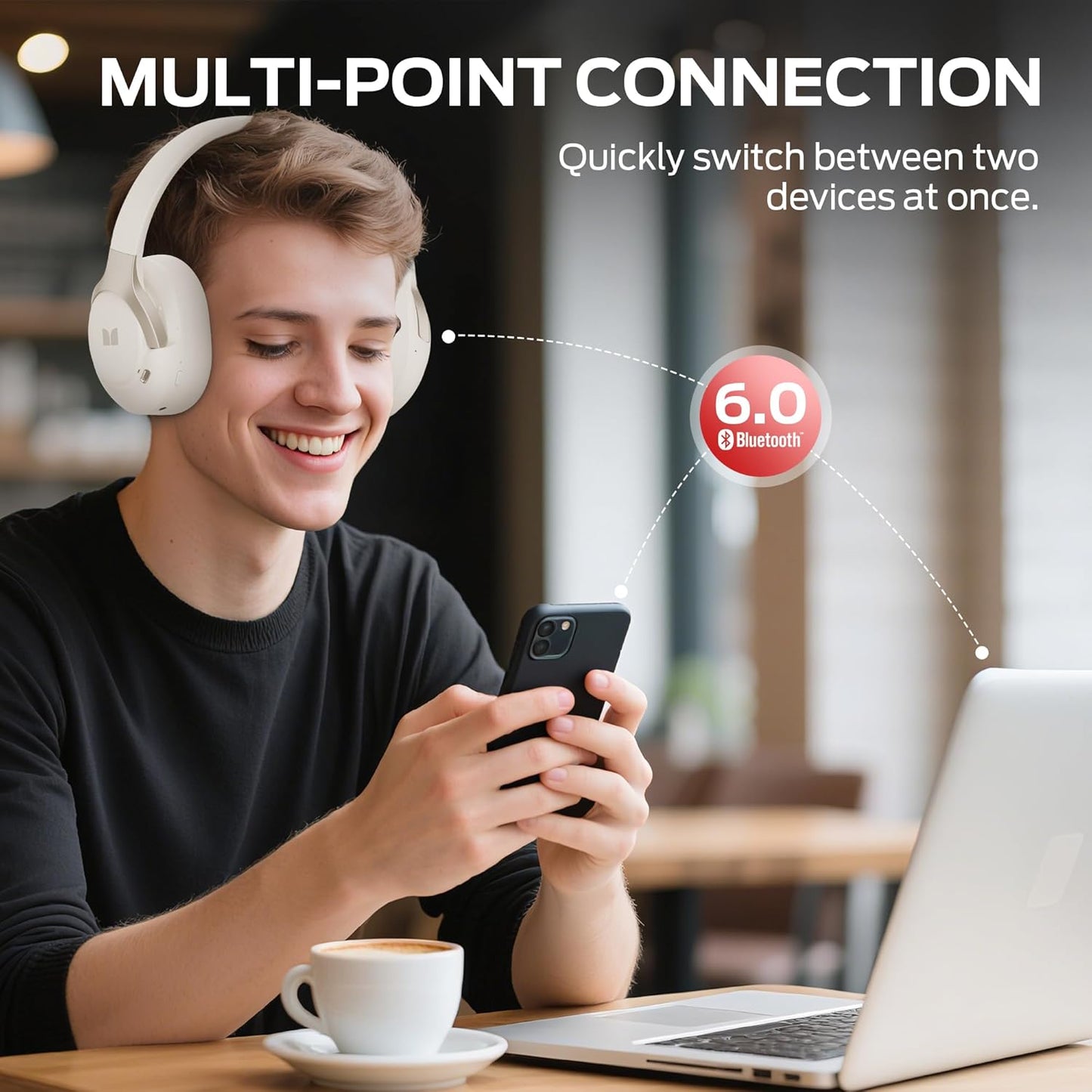 Bluetooth-Headset Monster Persona 5th, MultiPoint, A2DP, ANC, Weiß