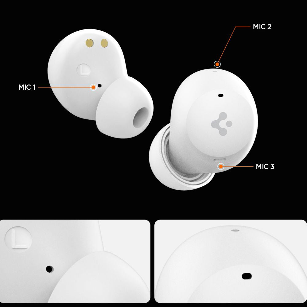 Handsfree Bluetooth Spigen SA2401, TWS, ANC, White ASD07963