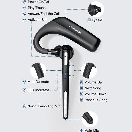 Freisprech-Bluetooth Techsuit PowerTalks G6, MultiPoint, A2DP, Schwarz