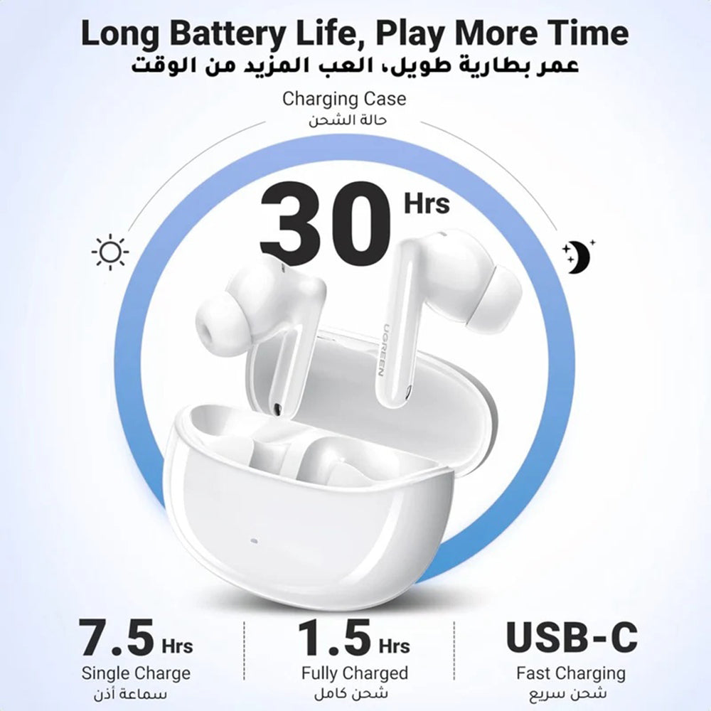 Handsfree Bluetooth UGREEN HiTune T3 Pro WS206, TWS, ANC, MultiPoint, Weiß