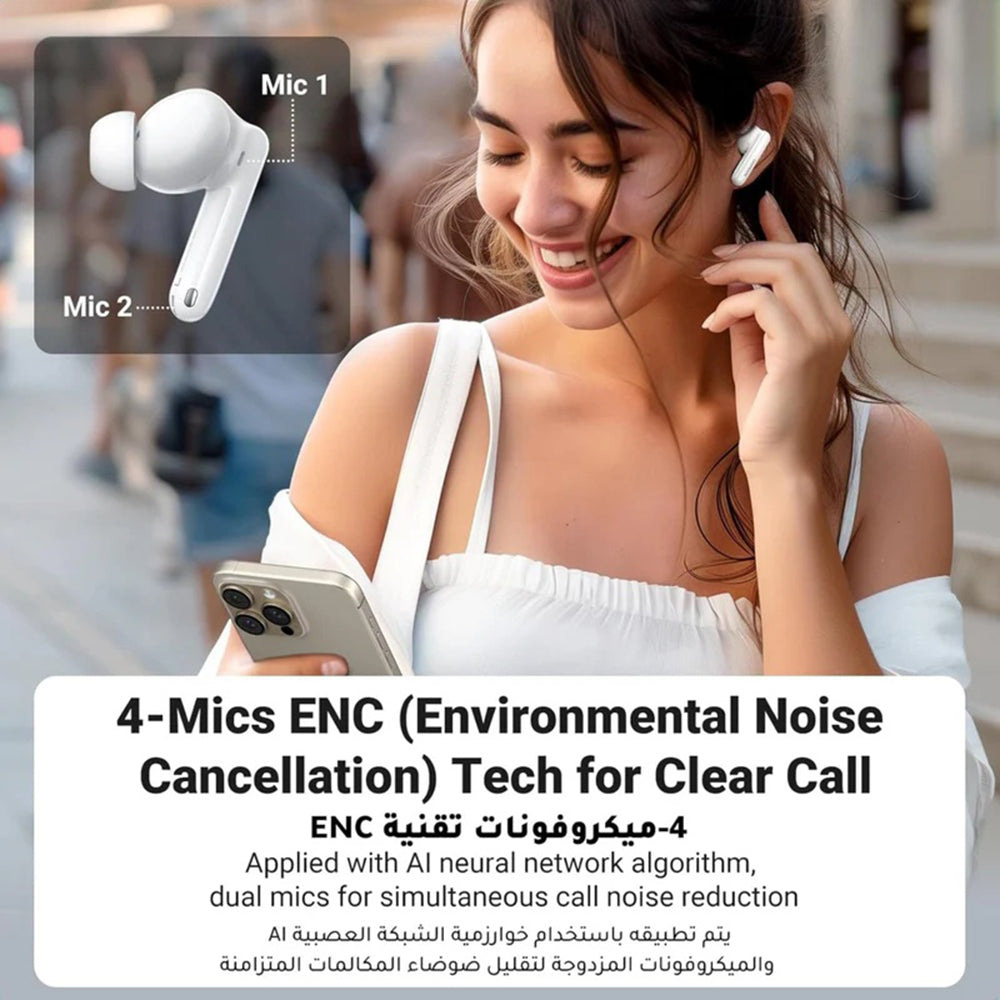 Handsfree Bluetooth UGREEN HiTune T3 Pro WS206, TWS, ANC, MultiPoint, Weiß