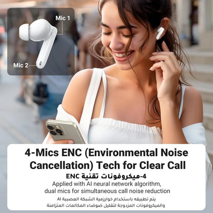 Handsfree Bluetooth UGREEN HiTune T3 Pro WS206, TWS, ANC, MultiPoint, Weiß