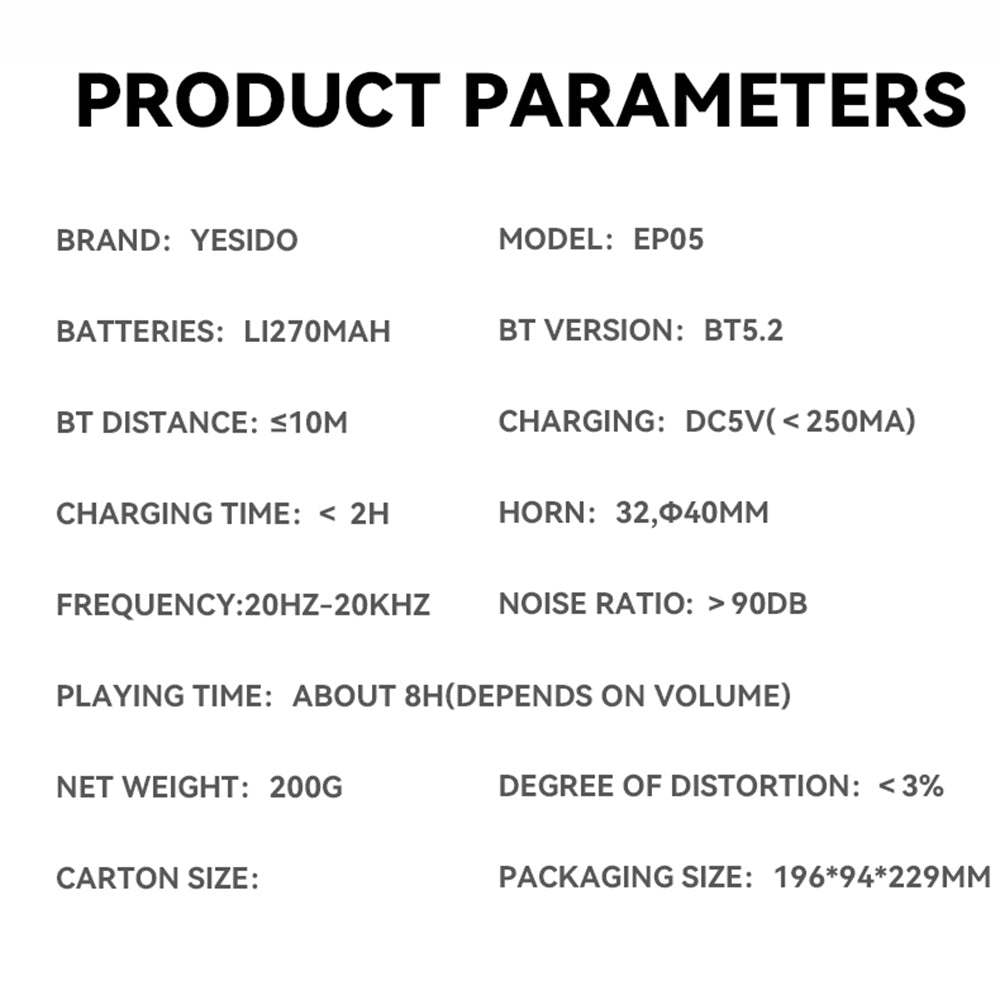 Handsfree Bluetooth Yesido EP05, A2DP, ANC, Black