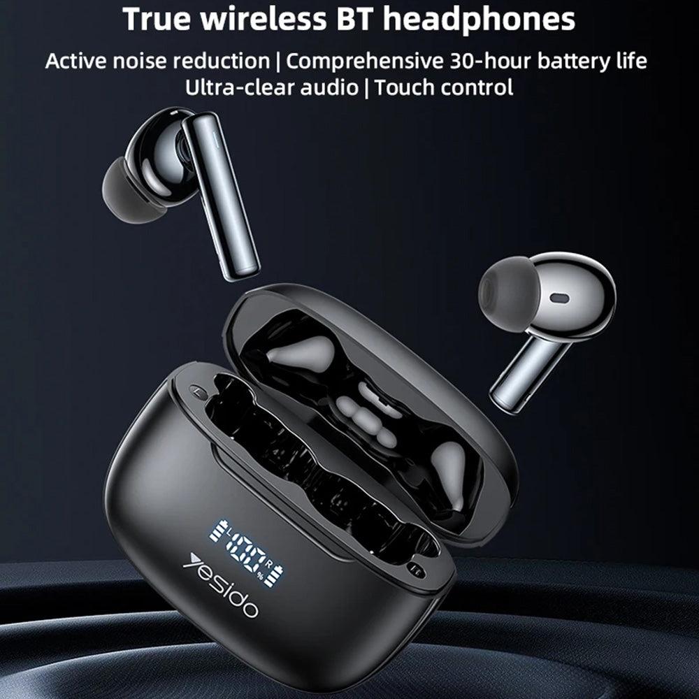 Handsfree Bluetooth Yesido TWS23, TWS, ANC, Schwarz