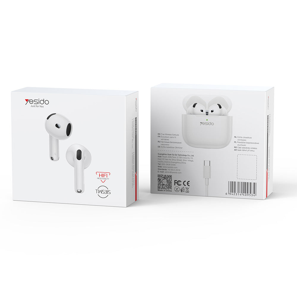 Handsfree Bluetooth Yesido TWS31S, TWS, Weiß