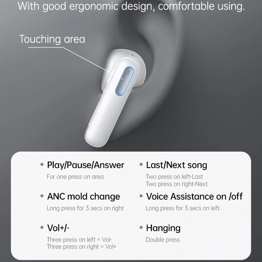 Handsfree Bluetooth Yesido TWS34, TWS, ANC, Weiß