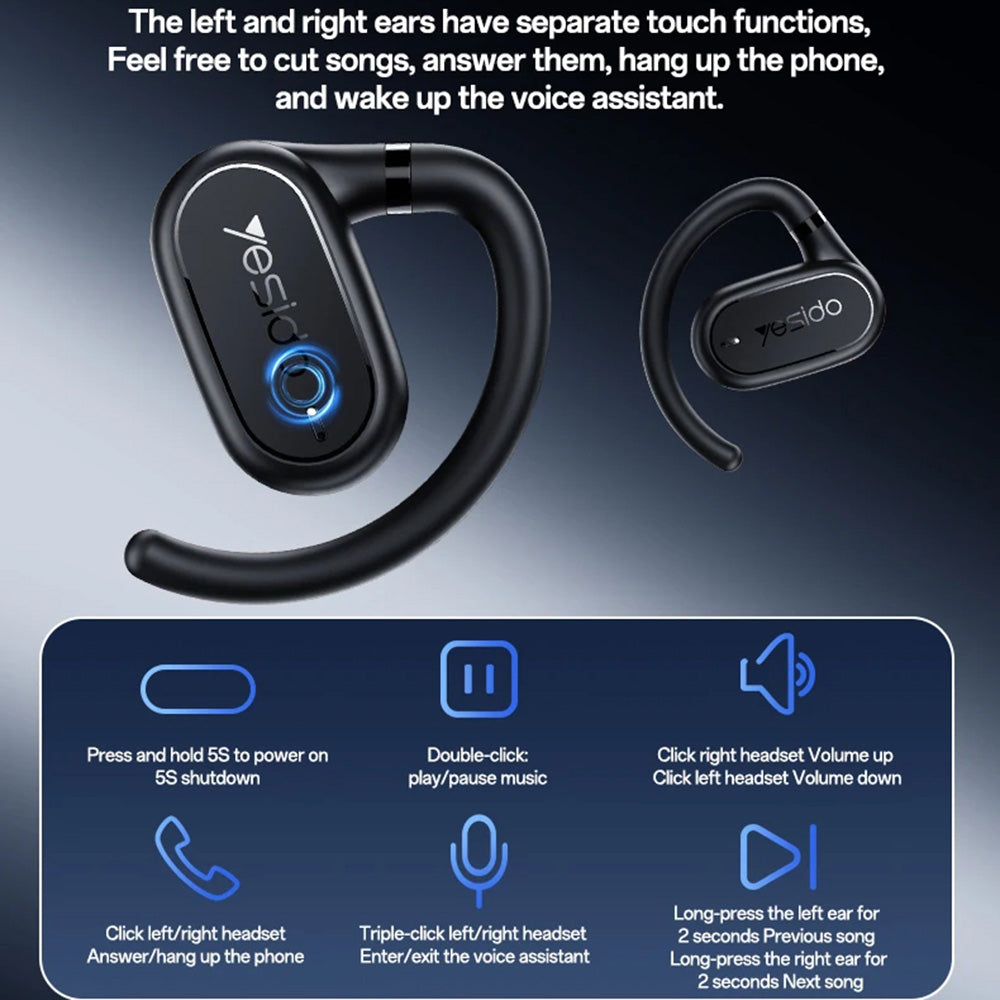 Handsfree Bluetooth Yesido YSP25, TWS, Schwarz