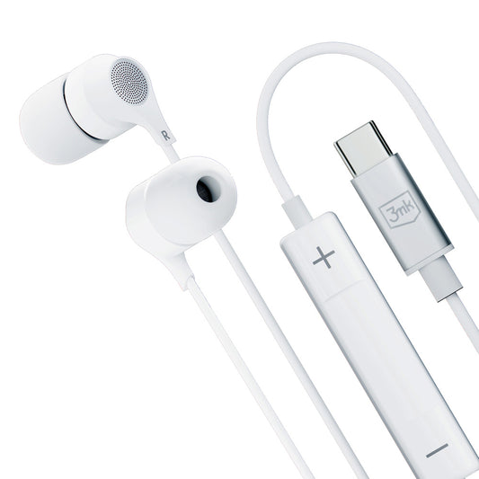3MK USB-C In-Ear Kopfhörer | Weiß | 1.2m Kabel | Mikrofon