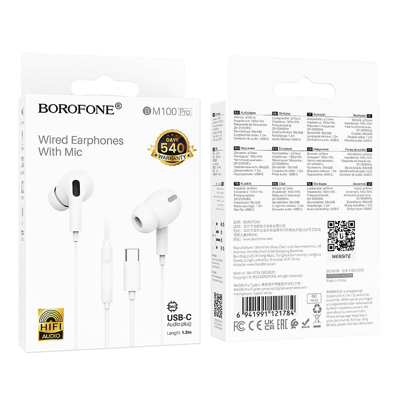 USB-C Freisprecheinrichtung Borofone BM100 Pro Fuente, Weiß