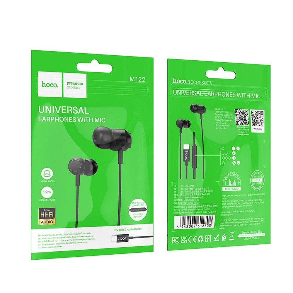 Handsfree USB-C HOCO M122, Schwarz
