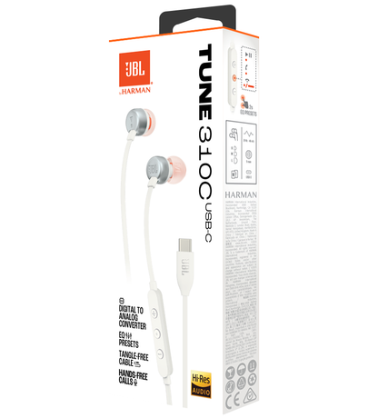 Handsfree USB-C JBL Tune 310C, White JBLT310CWHT