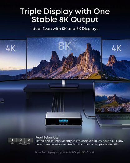 Multifunktionaler Hub Anker Prime, 3 x USB-A – 4 x USB-C – 1 x DisplayPort – 2 x HDMI – 1 x 3,5-mm-Klinkenanschluss – 1 x RJ45 – 1 x SD – 1 x microSD, Grau A83B33A1