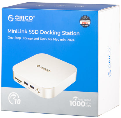 Multifunktionaler Hub Orico MiniLink M48PR für Apple Mac Mini M4, 9in1, Silber