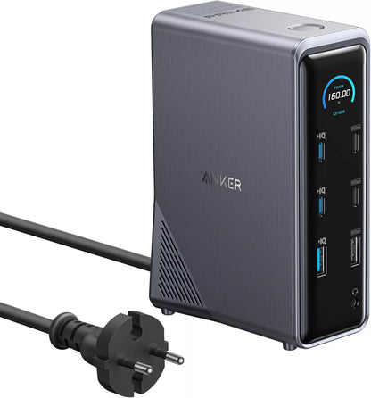 Multifunktions-Hub Anker Prime 737, 2 x USB-A 3.0 - 3 x USB-A - 5 x USB-C - 2 x HDMI - 1 x Klinkenstecker 3,5 mm - 1 x RJ45, Schwarz A83B63A1