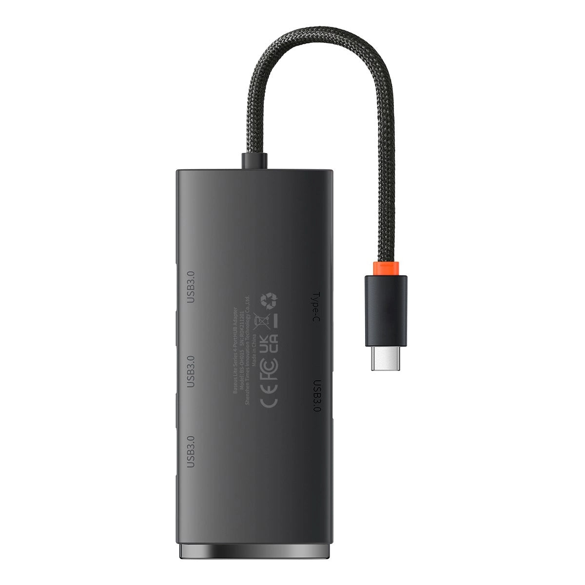 USB-C-Hub Baseus Lite, 4 x USB-A 3.0 – 1 x USB-C, 0,25 m, Schwarz WKQX030301