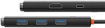 USB-C-Hub Baseus Lite, 3 x USB-A 3.0 – 1 x USB-C – 1 x HDMI, 0,2 m, Schwarz WKQX080201