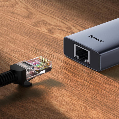 Hub USB-C Baseus UltraJoy, 2 x USB-A 3.0 - 1 x USB-C - 1 x HDMI - 1 x RJ45 - 1 x SD - 1 x microSD, Grau B00052805813-00