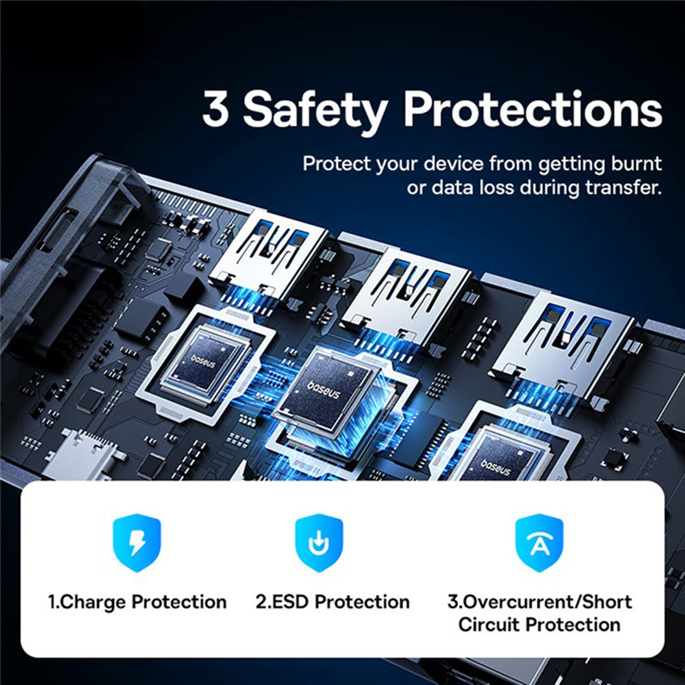 Hub USB-C Baseus UltraJoy, 4 x USB-A 3.0 - 1 x USB-C - 1 x HDMI - 1 x VGA, Grau B00052803811-01