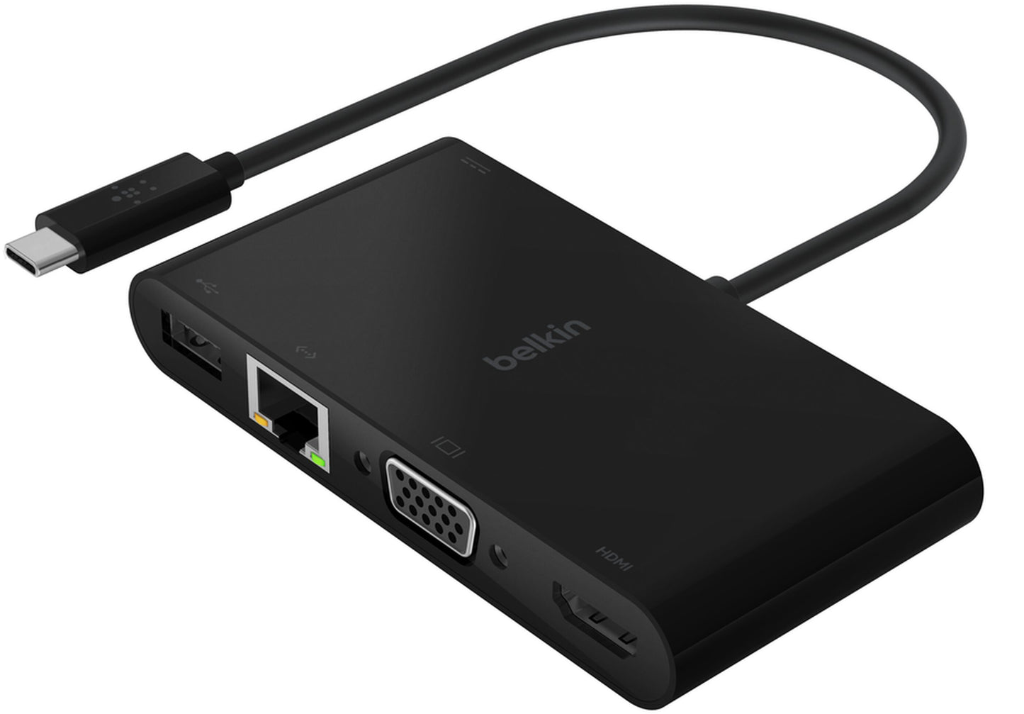 Belkin Connect USB-C Hub, 1 x USB-A 3.0 - 1 x USB-C - 1 x HDMI - 1 x VGA - 1 x RJ45, Black AVC004btBK