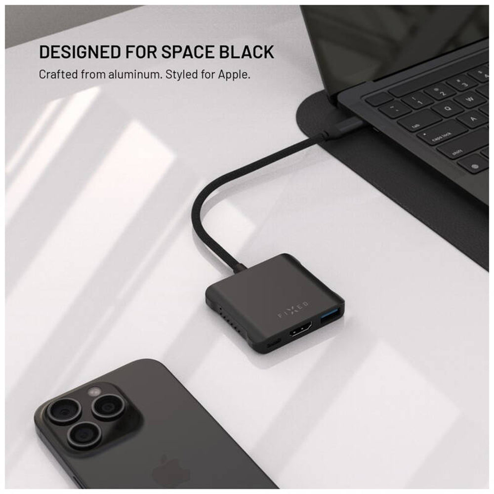Hub USB-C Fixed Quadri, 5in1, Schwarz