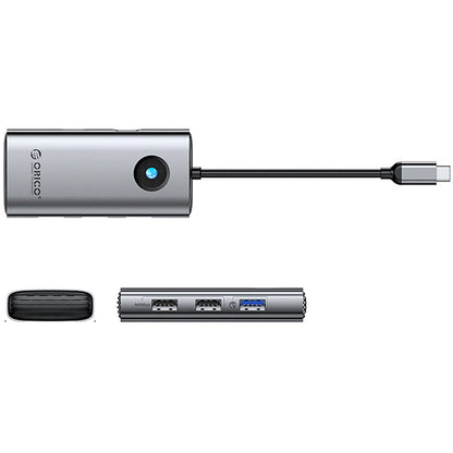 Orico PW11-5P USB-C Hub, 1 x USB-A 3.0 - 2 x USB-A - 1 x USB-C - 1 x HDMI, Gray