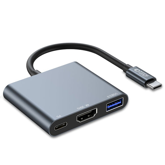 Hub USB-C Tech-Protect V1, USB-A 3.0 - 1 x USB-C - 1 x HDMI, Grau