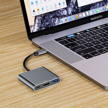 Hub USB-C Tech-Protect V1, USB-A 3.0 – 1 x USB-C – 1 x HDMI, Grau