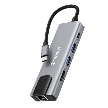 USB-C Hub Techsuit H1 NetBridge, 5in1, Grau
