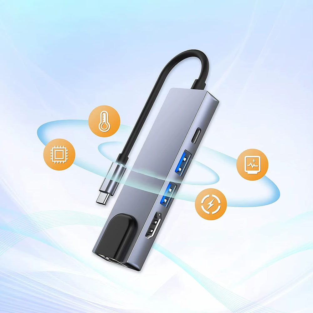 USB-C Hub Techsuit H1 NetBridge, 5in1, Grau