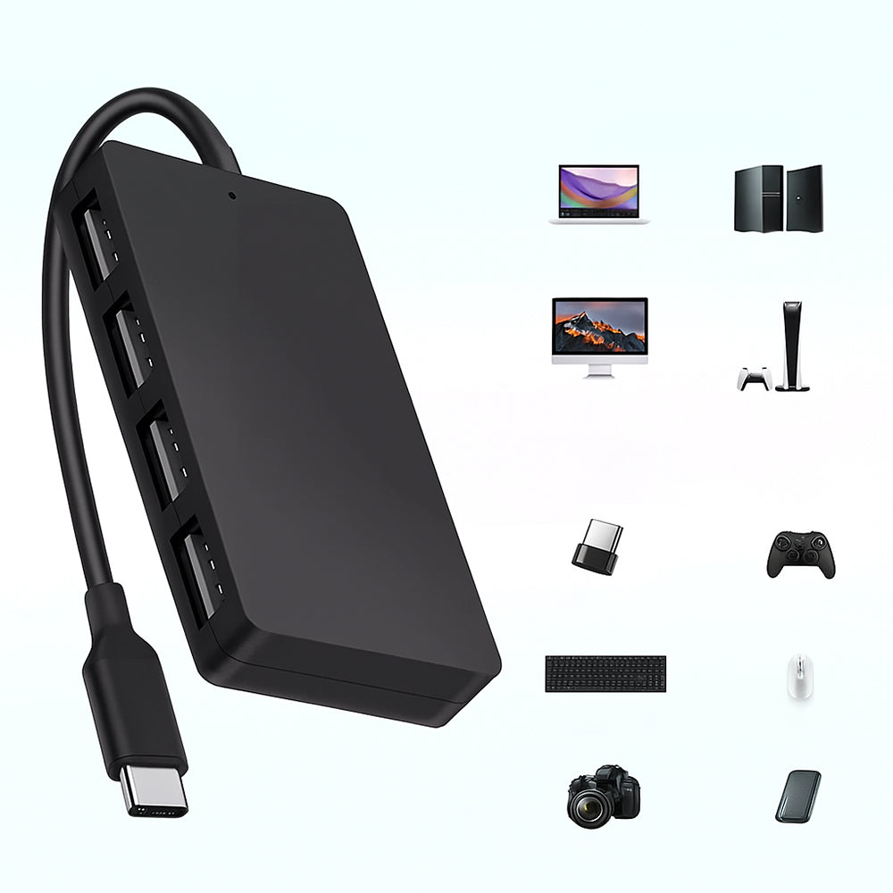 Hub USB-C Techsuit H16 QuantumNode, 4in1, Schwarz