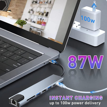 USB-C Hub Techsuit H2 NetBridge, 8in1, Grau