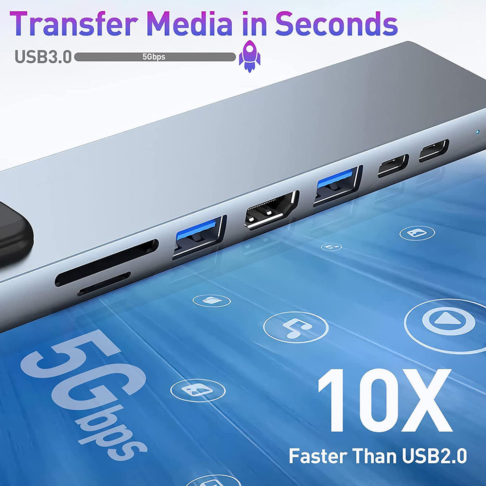 USB-C Hub Techsuit H2 NetBridge, 8in1, Grau