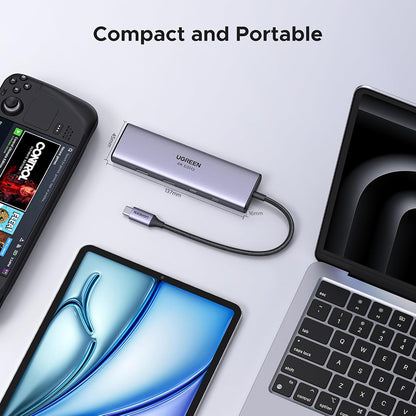 USB-C Hub UGREEN CM498 (15375), 2 x USB-A - 3 x USB-C - 1 x HDMI - 1 x RJ45 - 1 x SD - 1 x microSD, Grau