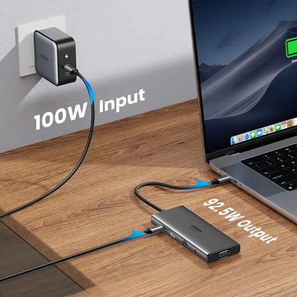 Hub USB-C UGREEN CM639 (45520), 2 x USB-A 3.2 - 3 x USB-C - 1 x HDMI - 1 x VGA - 1 x Klinkenstecker 3.5mm - 1 x RJ45 - 1 x SD - 1 x microSD, Grau