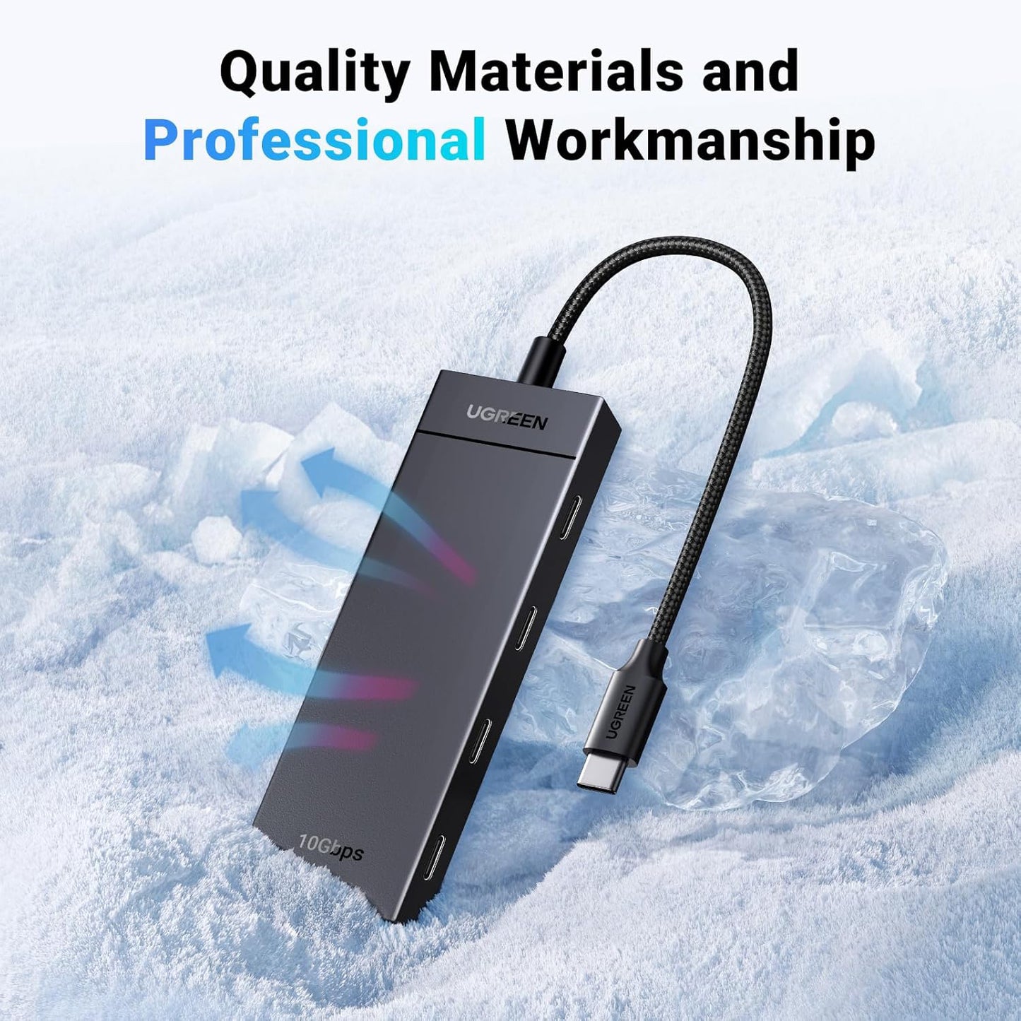 USB-C Hub UGREEN CM806, 4 x USB-C, 0.5m, Schwarz