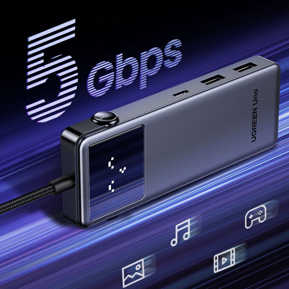 USB-C Hub UGREEN Uno (75179), 2 x USB-A - 2 x USB-C - 1 x HDMI - 1 x SD - 1 x microSD, Grau