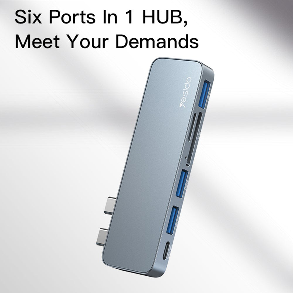 USB-C Hub Yesido HB10 für Apple MacBook Pro / Air, 6in1, Grau