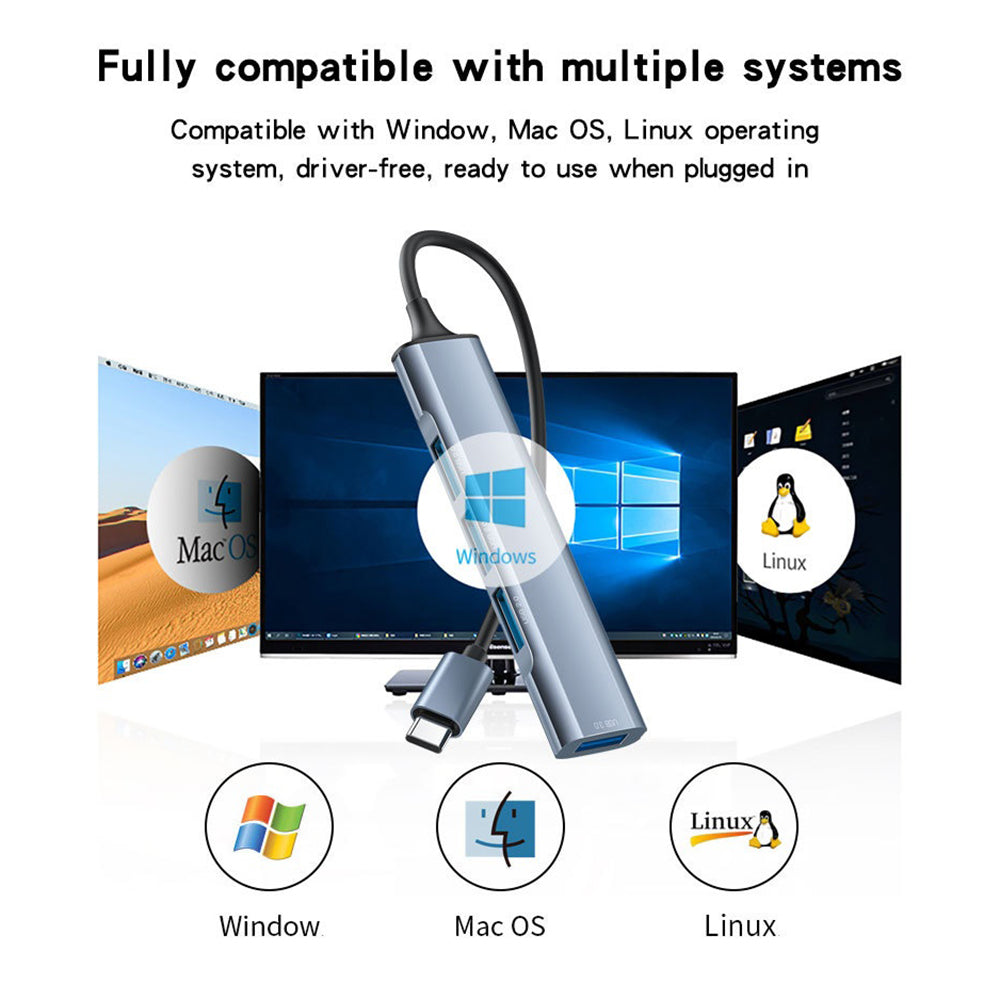 USB-C Hub Yesido HB17, 4in1, Grau