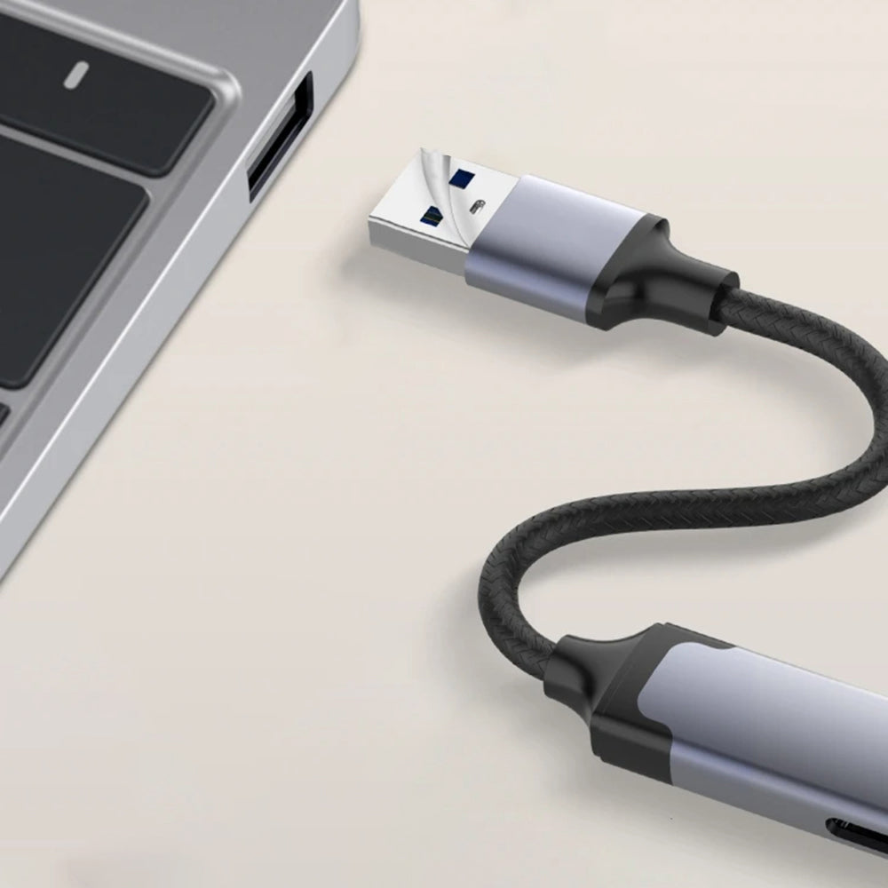 USB-Hub Techsuit H19 PolarisBridge, 4in1, Grau Weiß