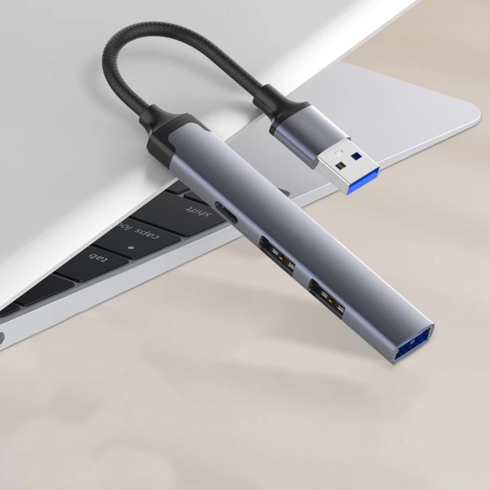 USB-Hub Techsuit H19 PolarisBridge, 4in1, Grau Weiß