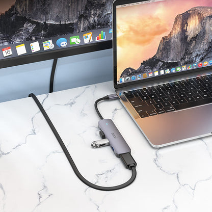 USB-C Hub HOCO HB27, USB-A 3.0 - 2 x USB-A - USB-C - HDMI, Grau